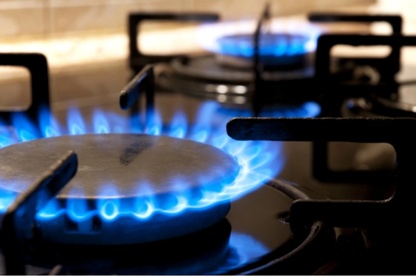 blue fire on a propane-powered stove