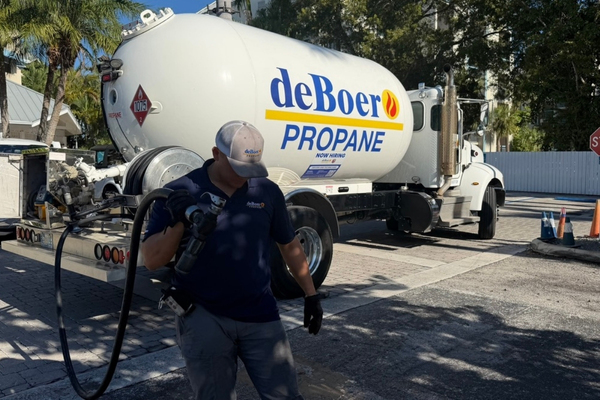 deBoer Propane staff and fuel delivery truck