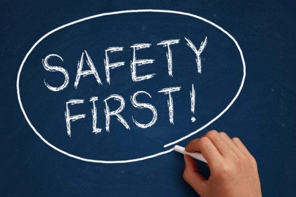 safety first written on a chalkboard depicting Safety And Efficiency Tips For RV Families
