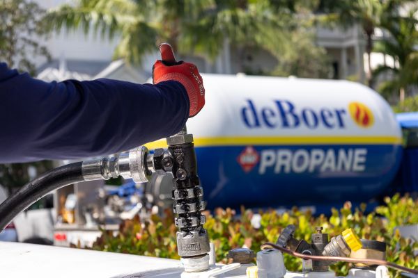 deBoer Propane delivery truck and refueling hose